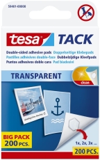 Tack® Klebestücke - 200 Stück, 10 x 10 mm, transparent, ablösbar