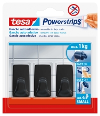 Powerstrips® Systemhaken - ablösbar, S Eckig schwarz Small 1kg