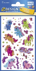 Z-Design 56063, Glitter Sticker, Einhorn, 1 Bogen/15 Sticker