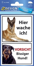 59388 Warnetikett Hier Wache ich! / Vorsicht Bissiger Hund - wetterfest, sortiert