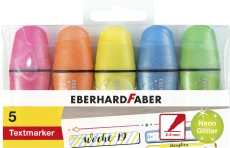 Textmarke Mini Glitzer Neon - 5 Farben, Kunststoffetui