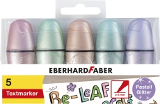 Textmarker Mini Glitzer Pastell - 5 Farben, Kunststoffetui