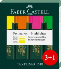 Textmarker TL 48 REFILL - nachfüllbar, 3+1 Farben sortiert, Kartonetui