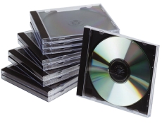 CD-Boxen Standard - Hardbox für 1 CD/DVD, transparent/schwarz, Packung mit 10 Stück