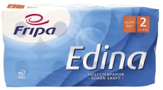 Toilettenpapier Edina - 2-lagig, geprägt, hochweiß, 8 Rollen à 250 Blatt