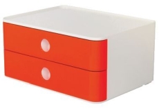 SMART-BOX ALLISON Schubladenbox - stapelbar, 2 Laden, snow white/cherry red