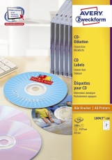 L6043-100 CD-Etiketten, Ø 117 mm, 100 Blatt/200 Etiketten, weiß