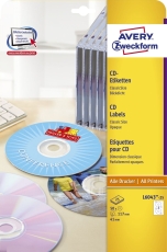 L6043-25 CD-Etiketten, Ø 117 mm, 25 Blatt/50 Etiketten, weiß