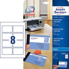 C32015-10 Premium Visitenkarten, 85 x 54 mm, Inkjet-Spezialbeschichtung beidseitig - matt, 10 Blatt/80 Stück