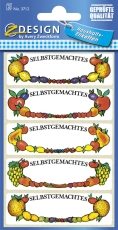 Z-Design 3712, Marmeladen Etiketten, Obstrahmen, 3 Bogen/15 Etiketten