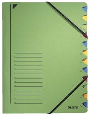 3912 Ordnungsmappe - 12 Fächer, A4, Pendarec-Karton (RC), 430 g/qm, grün