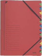 3912 Ordnungsmappe - 12 Fächer, A4, Pendarec-Karton (RC), 430 g/qm, rot