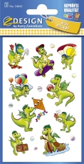 Z-Design 54043, Kinder Sticker, Drachen, 3 Bogen/27 Sticker