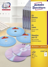 L7676-100 CD-Etiketten, Ø 117 mm, 100 Blatt/200 Etiketten, weiß