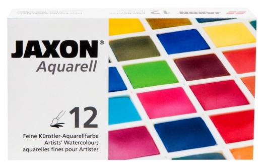 Aquarellfarbkasten - 12 Stück, 1/2 Näpfe Metallkasten