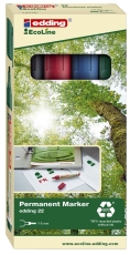 22 Permanentmarker EcoLine - 1 - 5 mm, 4 Farben sortiert, nachfüllbar