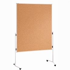 Moderationstafel ECO - 120 x 150 cm, braun/Kork, mit Rollen