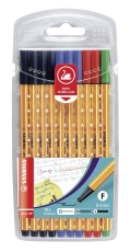 Fineliner point 88® Etui - 10er Pack Office - 4 x schwarz, 3 x blau, 2 x rot, 1 x grün