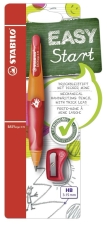 Ergonomischer Druck-Bleistift für Rechtshänder - EASYergo 3.15 in orange/rot - Einzelstift - inklusive 1 dicken Mine - Härtegrad HB & Spitzer