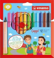 Filzstift mit Kappenring - Cappi - 12er Pack - mit 12 verschiedenen Farben