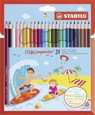 Aquarell-Buntstift - aquacolor - 24er Pack - mit 24 verschiedenen Farben