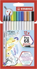 Premium-Filzstift mit Pinselspitze für variable Strichstärken - Pen 68 brush - 12er Pack - mit 12 verschiedenen Farben