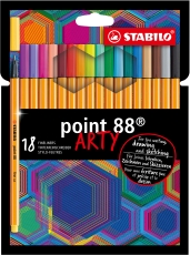 Fineliner point 88® Etui - ARTY - 18er Pack - mit 18 verschiedenen Farben