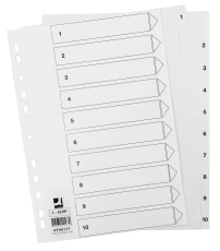 Zahlenregister - 1 - 10, PP, A4, 10 Blatt, weiß