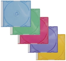 CD-Boxen Standard - Slim Line für 1 CD/DVD, farbig sortiert, Packung mit 25 Stück