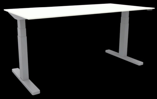 Schreibtisch elektrisch höhenverstellbar, 160x80cm, weiß/silber
