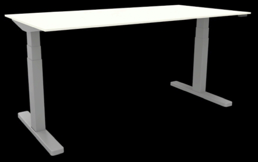 Schreibtisch elektrisch höhenverstellbar, 180x80cm, weiß/silber