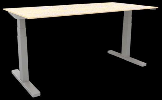 Schreibtisch elektrisch höhenverstellbar, 180x80cm, ahorn/silber