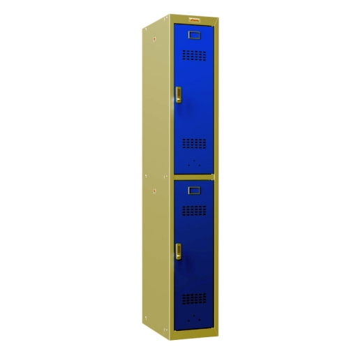 Garderobenschrank, Elektronikschloss, 2 Fächer, Stahl, grau/blau