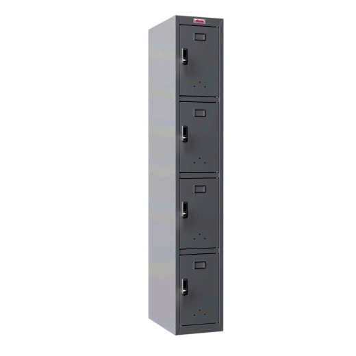 Garderobenschrank, Elektronikschloss, 4 Fächer, Stahl, grau/grau