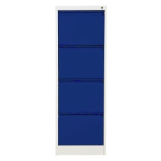 Hängeregistraturenschrank, 4 Laden, einbahnig, Stahl, grau/blau