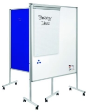 Multiboard XL Whiteboard/Flipchart - 150 x 120 cm, weiß/blau, mit Rollen