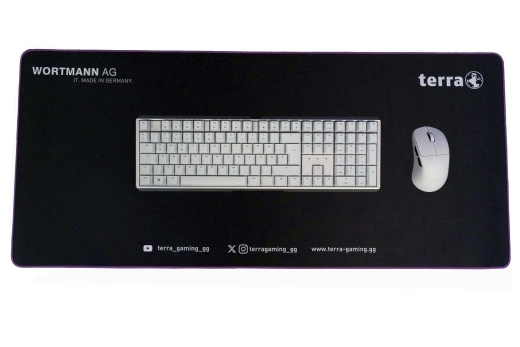TERRA Mousepad XXL NEON Gaming black/purple lila Umkettelung, 900 x 400 x 3 mm