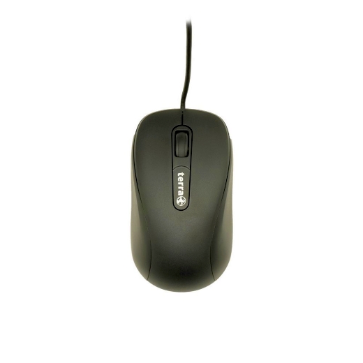 TERRA Mouse 1500 Corded USB black 3-Tasten, symmetrisch, kabelgebunden, 1,80m