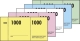Nummernblock - 1-1000, 5 farbig sortiert, 105x50 mm, 10 x 100 Blatt