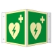 Winkelschild Automatisierter ext. Defibrillator ISO 7010, Kunststoff langnachleuchtend, 20x20 cm