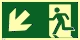Notausgang links abwärts, ISO 7010, Folie, nachleucht., 160-mcd, 297x148 mm