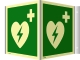 Winkelschild Automat. ext. Defibrillator, Kunststoff, nachl.,160-mcd, 148x148 mm