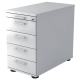 Hammerbacher Standcontainer SOLID - 42,8 x 72-76 x 80 cm, 4 Schübe, Relinggriff, weiß