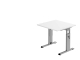 Schreibtisch C-Fuß - 80 x 65-85 x 80 cm, höhenverstellbar, weiß/silber