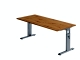 Schreibtisch C-Fuß - 180 x 65-85 x 80 cm, höhenverstellbar, Asteiche/Silber, mit Montageservice