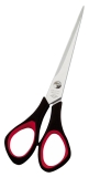 Schere Edelstahl - Linkshänder, 6,5 Zoll, 16,0 cm, schwarz/roter Softgriff