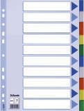 Register - blanko, A4, PP, 10-teilig + Deckblatt, farbig