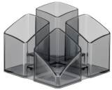 Schreibtisch-Köcher SCALA - 4 Fächern, transparent-grau
