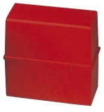 Karteibox DIN A5 quer, max 500 Karten mit Stahlscharnier, rot