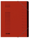 Ordnungsmappe chic - 12 Fächer, A4, Karton (RC), 450 g/qm, rot